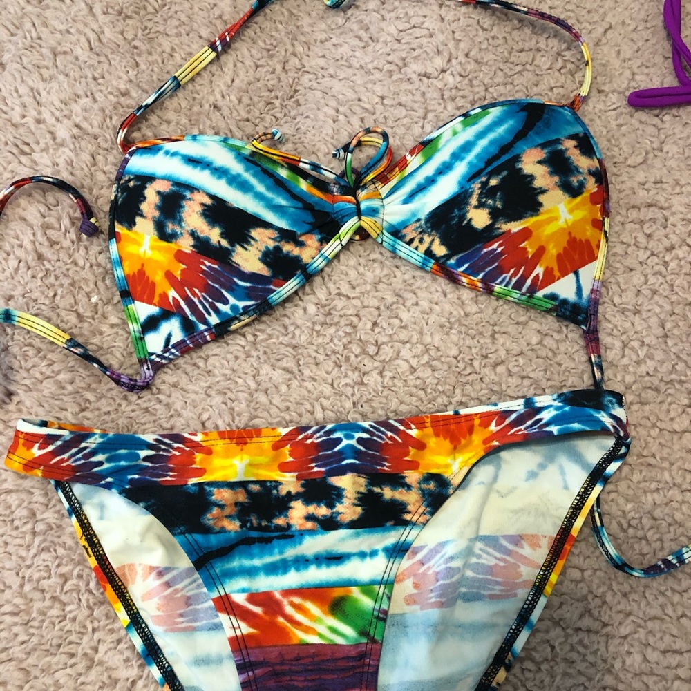 Tie dye triangle push up bikini